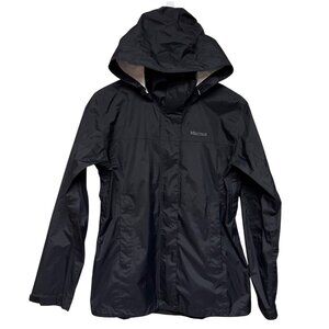 Marmot Women's Jacket Waterproof Membrane Black Windbreaker Hooded Zip Medium
